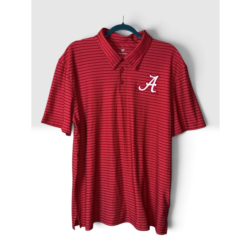 Fanatics Alabama Crimson Tide Mens XL Red Striped Performance Polo Shirt NCAA